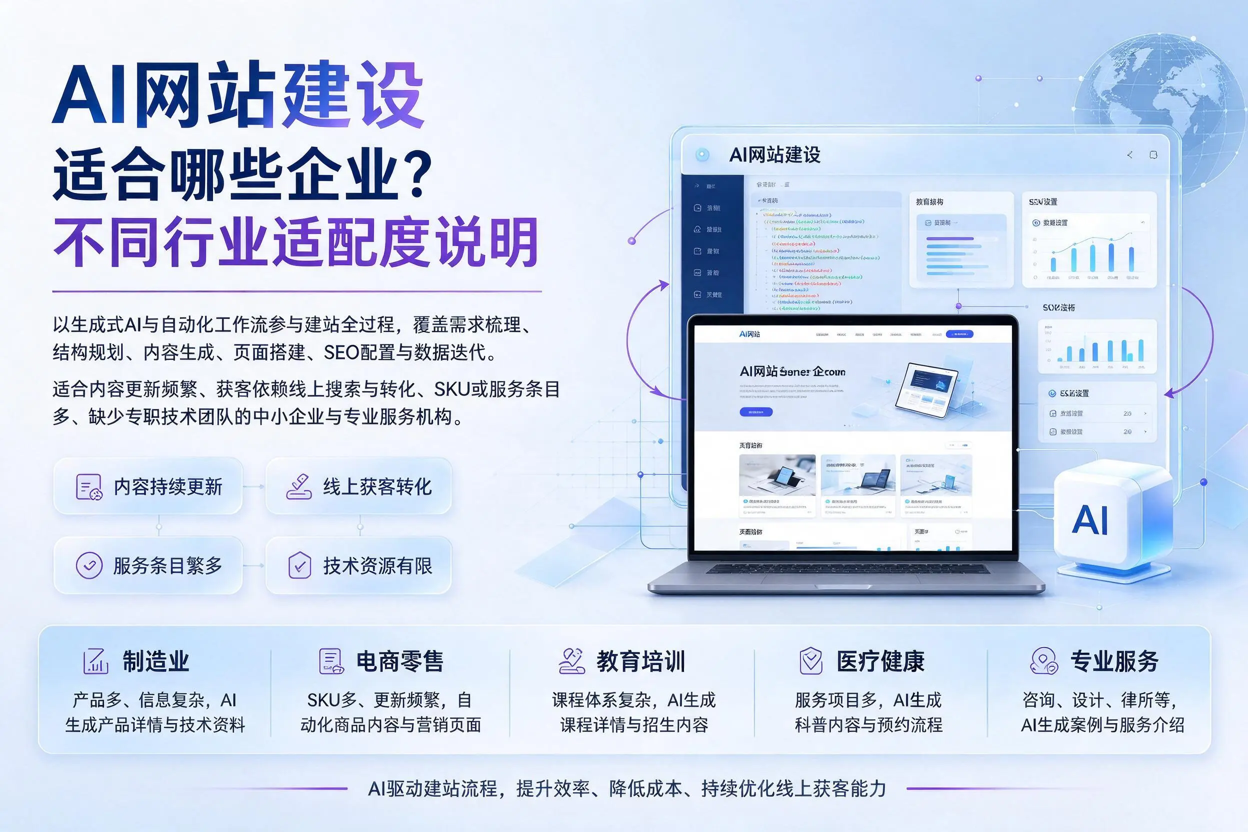 AI网站建设适合哪些企业？东莞不同行业适配度说明